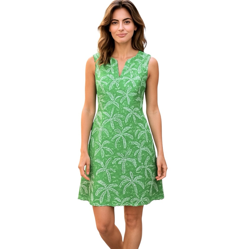 Milly New York Green White Textured Floral
Vneck Sleeveless Dress 10